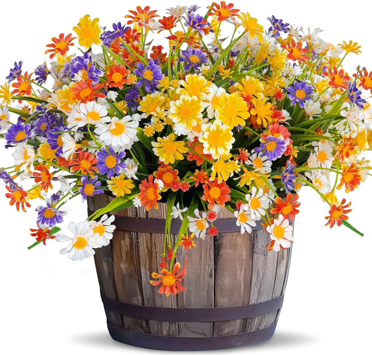 8 Bundles Artificial Daisy Flowers for Outdoors Spring Summer Decor, UV Resistant Faux Cemetery Flowers Plastic Greenery Shrub Fake Artificial Plants Outside Home Gardens Porch Planter Indoor(Color)